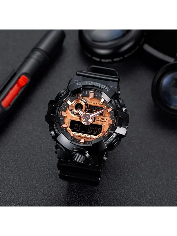 Часы CASIO G-Shock Analog-Digital 'Black' — изображение 4 из 4, оттенок золотистый