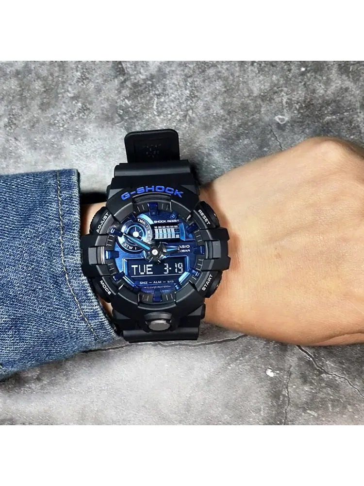 Часы CASIO G-Shock Analog-Digital 'Black Blue' — изображение 4 из 4, оттенок черный синий