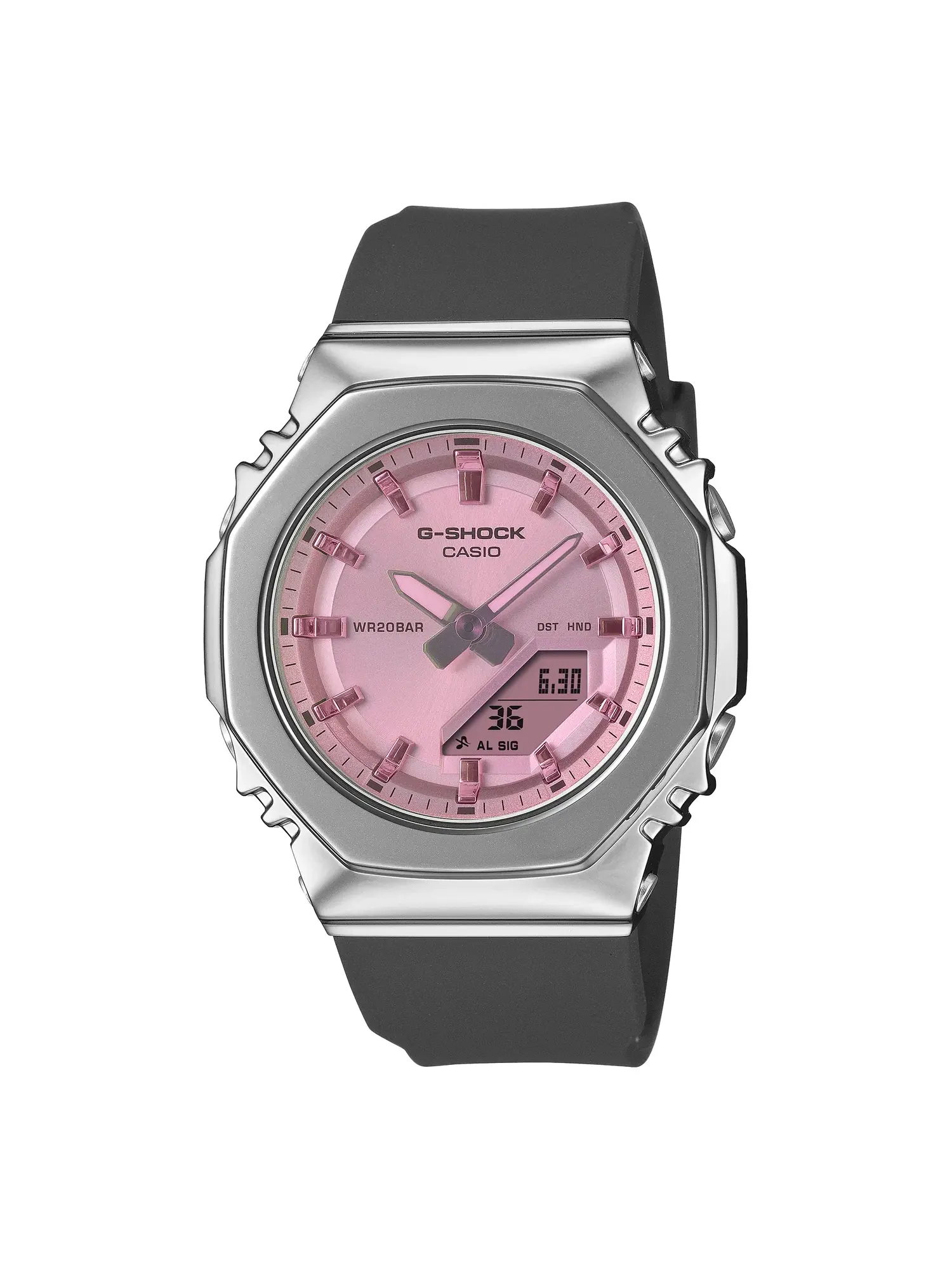 Аналогово-цифровые часы CASIO G-Shock GM-S2110 Series 'Черно-розовые' GM-S2110SR-1A — изображение 1 из 2, оттенок розовый