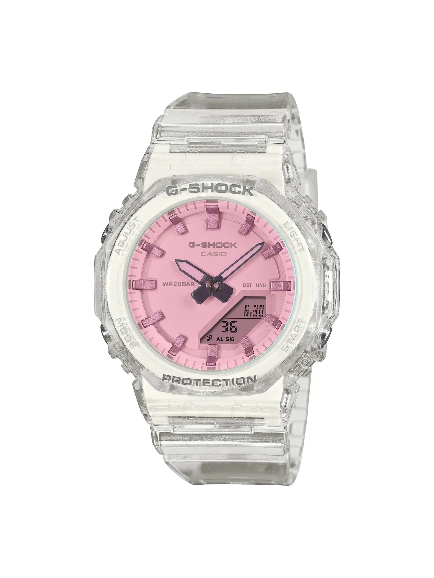 Часы CASIO G-Shock GMA-P2100 Series Аналогово-цифровые 'Бело-розовые' GMA-P2100SR-7A — изображение 1 из 3, оттенок белый