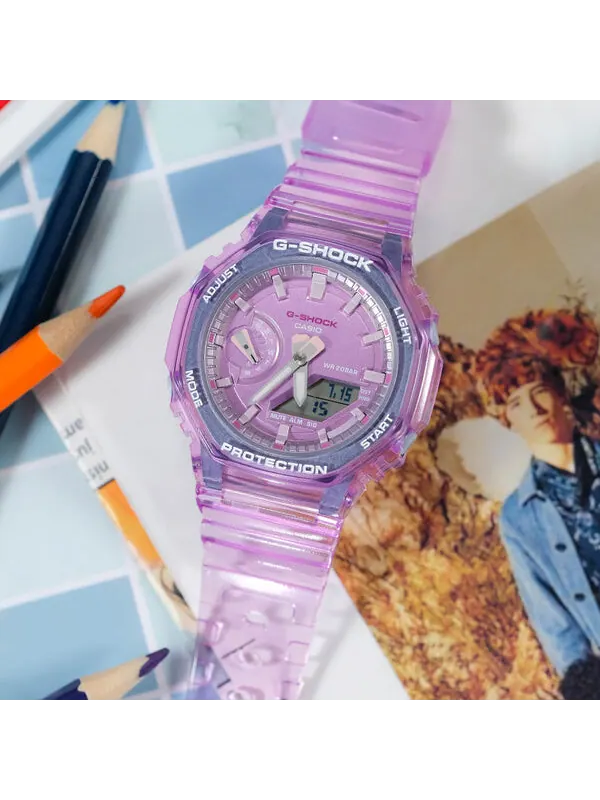 Часы CASIO G-Shock Analog-Digital 'Translucent Purple' — изображение 2 из 4, оттенок фиолетовый