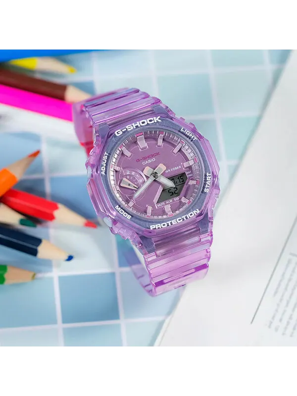 Часы CASIO G-Shock Analog-Digital 'Translucent Purple' — изображение 3 из 4, оттенок фиолетовый