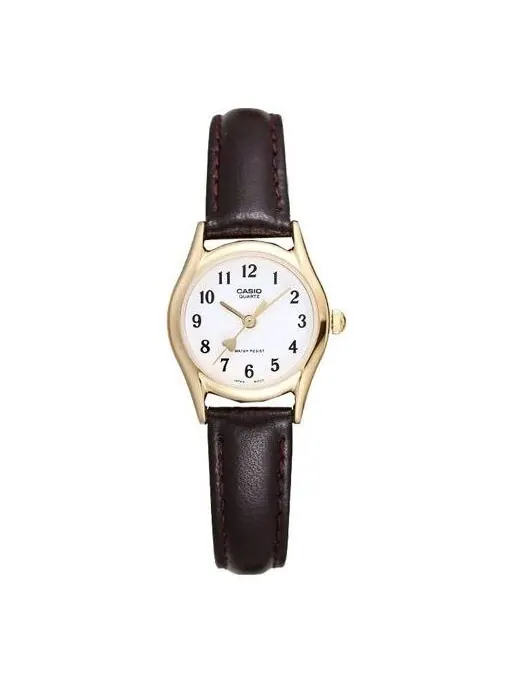 Часы Casio Influencer Analog Leather Strap Watch 'Dark Brown White Gold' — изображение 1 из 3, оттенок белый