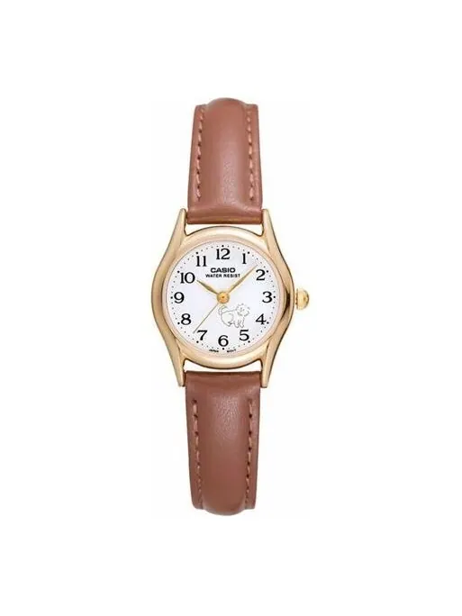 Часы Casio Influencer Analog Leather Strap Watch 'Brown White Gold' — изображение 1 из 4, оттенок белый