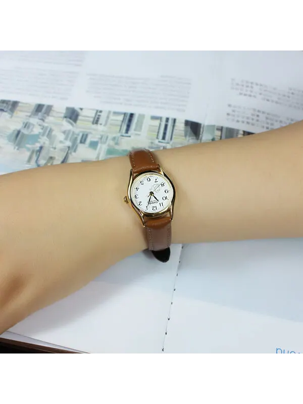 Часы Casio Influencer Analog Leather Strap Watch 'Brown White Gold' — изображение 4 из 4, оттенок белый