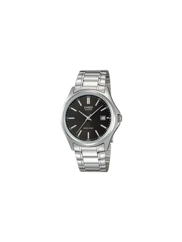 Часы CASIO Waterproof Quartz Stainless Steel Strap Silver Black Dial Black Analog — изображение 2 из 4, оттенок черный