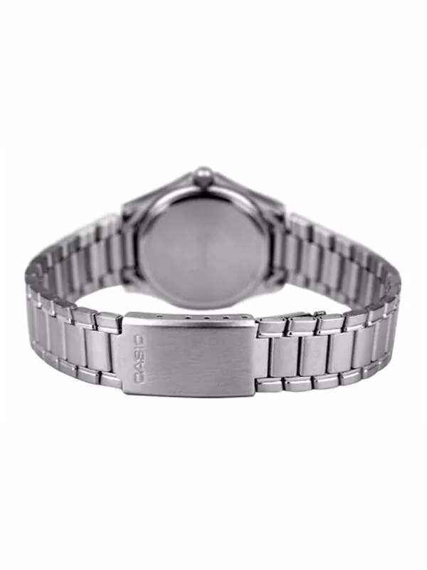 Часы CASIO Waterproof Quartz Stainless Steel Strap Silver Black Dial Black Analog — изображение 3 из 4, оттенок черный