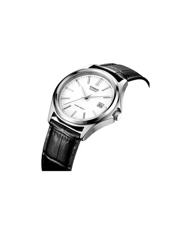 Часы CASIO Leather Belt Waterproof /Black Quartz White Analog — изображение 2 из 4, оттенок белый