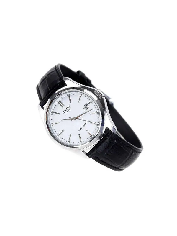 Часы CASIO Leather Belt Waterproof /Black Quartz White Analog — изображение 3 из 4, оттенок белый