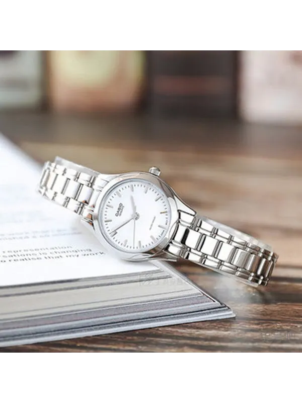 Часы CASIO Stainless Steel Strap Quartz Waterproof Silver Analog — изображение 2 из 2, оттенок серебряный