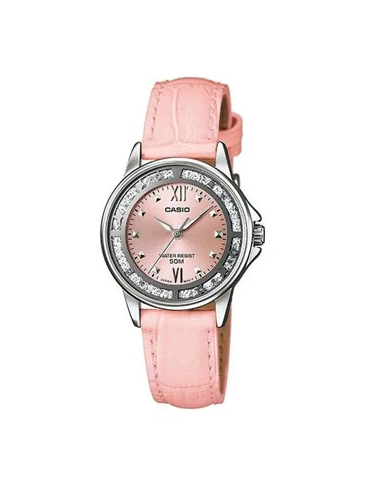 Часы CASIO Leather Belt Waterproof Pink Analog — изображение 1 из 2, оттенок розовый