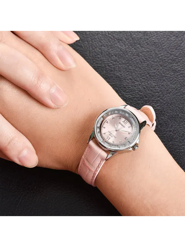 Часы CASIO Leather Belt Waterproof Pink Analog — изображение 2 из 2, оттенок розовый