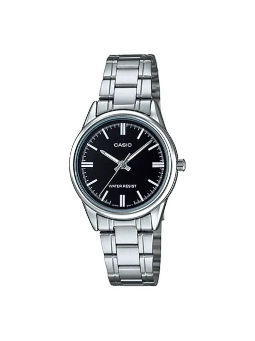 Часы CASIO Dress Series Black Waterproof Quartz 34mm 28.2mm Stainless Steel Strap Watch — изображение 1 из 1, оттенок черный