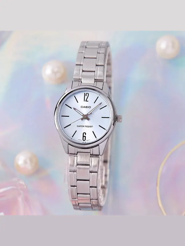 Часы CASIO Quartz Waterproof Stainless Steel Strap Silver Analog — изображение 2 из 4, оттенок серебряный