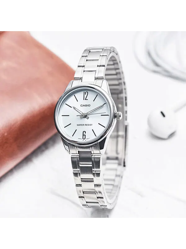 Часы CASIO Quartz Waterproof Stainless Steel Strap Silver Analog — изображение 3 из 4, оттенок серебряный