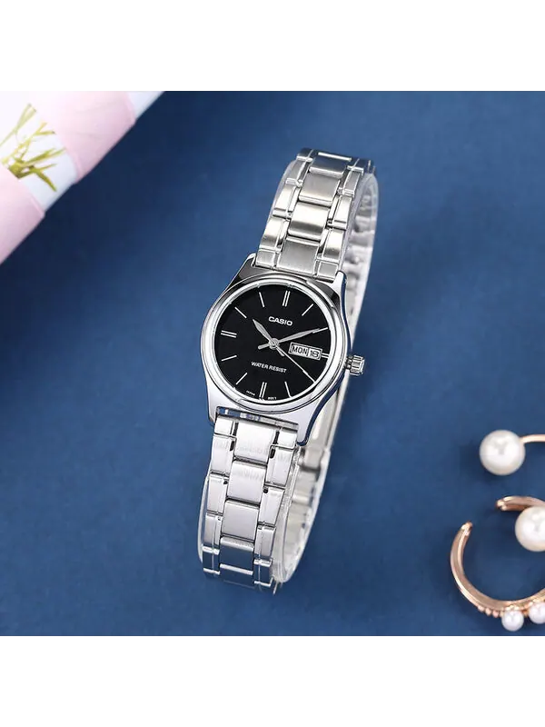 Часы CASIO Quartz Waterproof Stainless Steel Strap Black Analog — изображение 2 из 4, оттенок черный