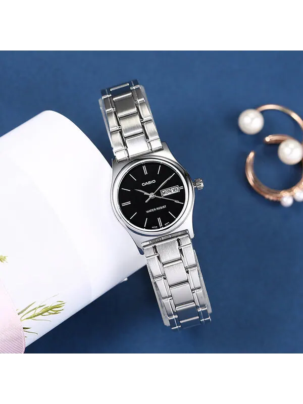 Часы CASIO Quartz Waterproof Stainless Steel Strap Black Analog — изображение 3 из 4, оттенок черный