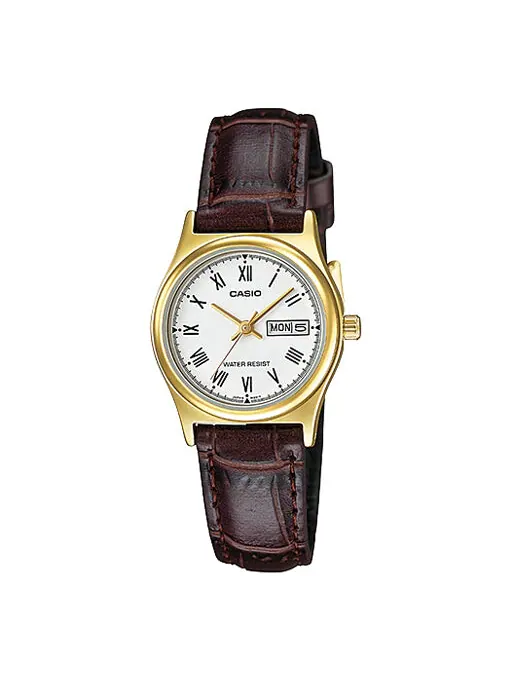 Часы CASIO Waterproof Quartz 25mm /White Brown Analog — изображение 1 из 4, оттенок коричневый