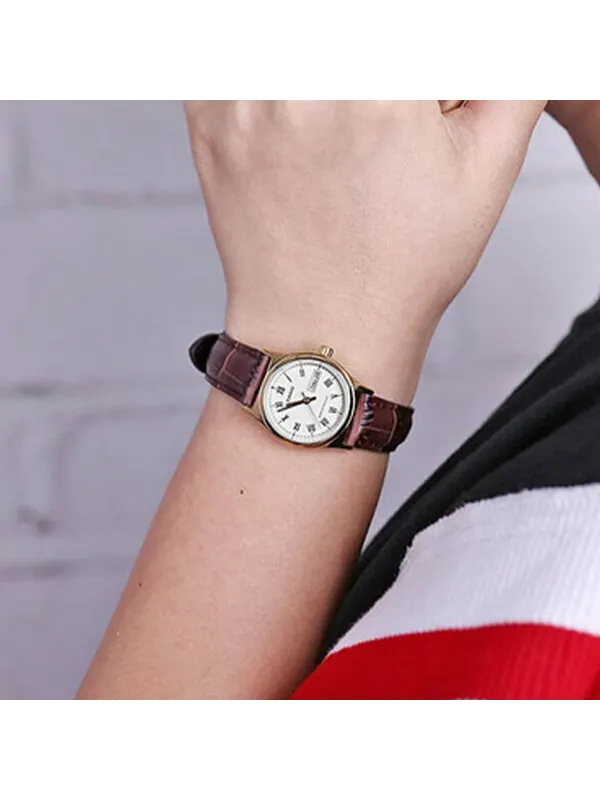 Часы CASIO Waterproof Quartz 25mm /White Brown Analog — изображение 2 из 4, оттенок коричневый