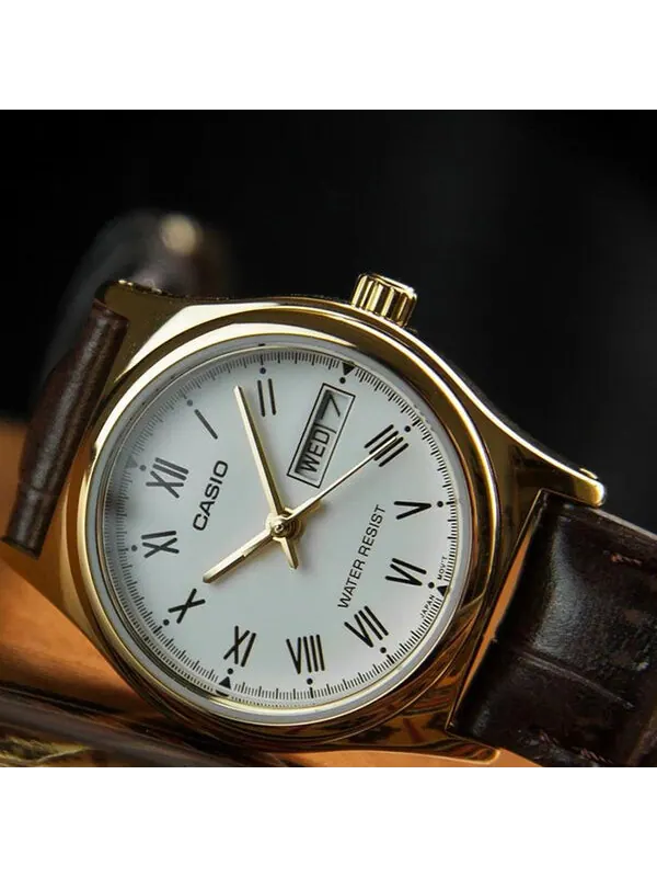 Часы CASIO Waterproof Quartz 25mm /White Brown Analog — изображение 3 из 4, оттенок коричневый
