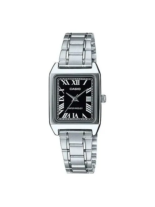 Часы CASIO Waterproof Stainless Steel Band /Black Quartz Silver Analog — изображение 1 из 4, оттенок серебряный