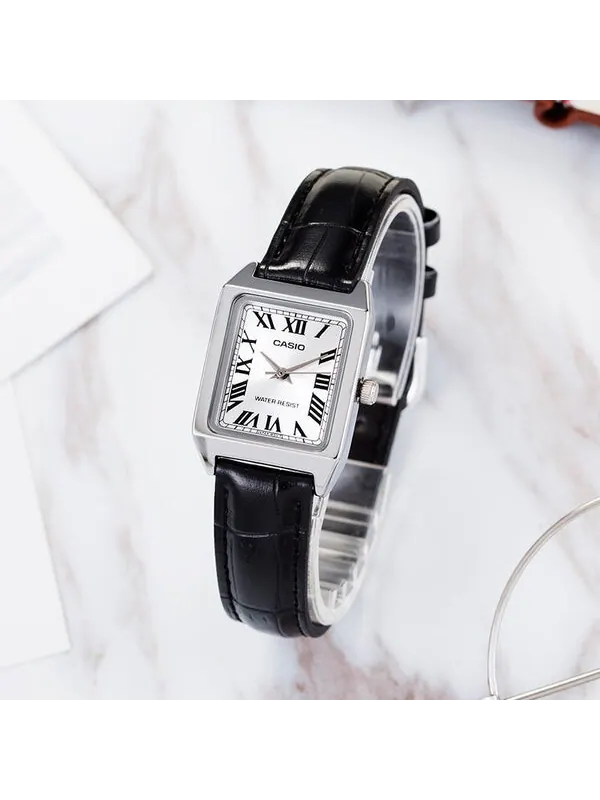 Часы CASIO Leisure Pointer Vintage Leather Squarees Quartzes White Analog — изображение 3 из 4, оттенок белый