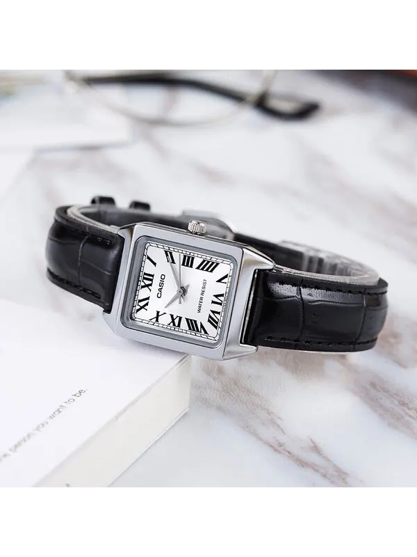 Часы CASIO Leisure Pointer Vintage Leather Squarees Quartzes White Analog — изображение 4 из 4, оттенок белый