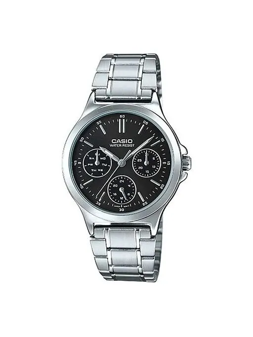Часы CASIO Waterproof Quartz Silver/ Black Analog — изображение 1 из 2, оттенок черный