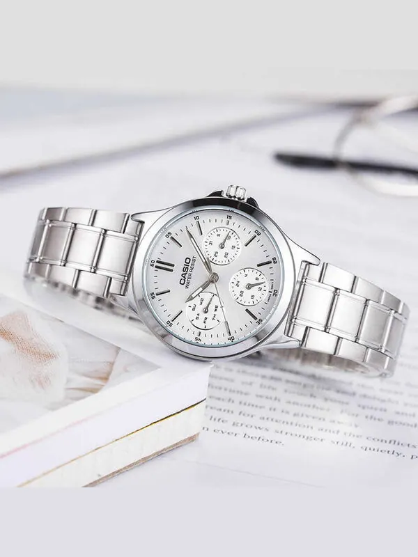 Часы CASIO Waterproof Stainless Steel Strap Quartz White Analog — изображение 4 из 4, оттенок белый