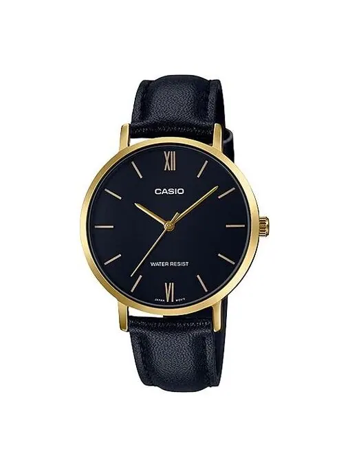 Часы CASIO DRESS Large Gold Black quartz Watch Navy Blue Dark Blue Analog — изображение 1 из 4, оттенок синий