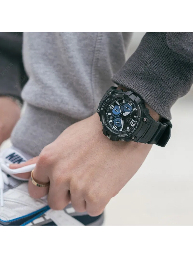 Часы CASIO Waterproof Sports Quartz Mens Black Analog — изображение 6 из 7, оттенок черный