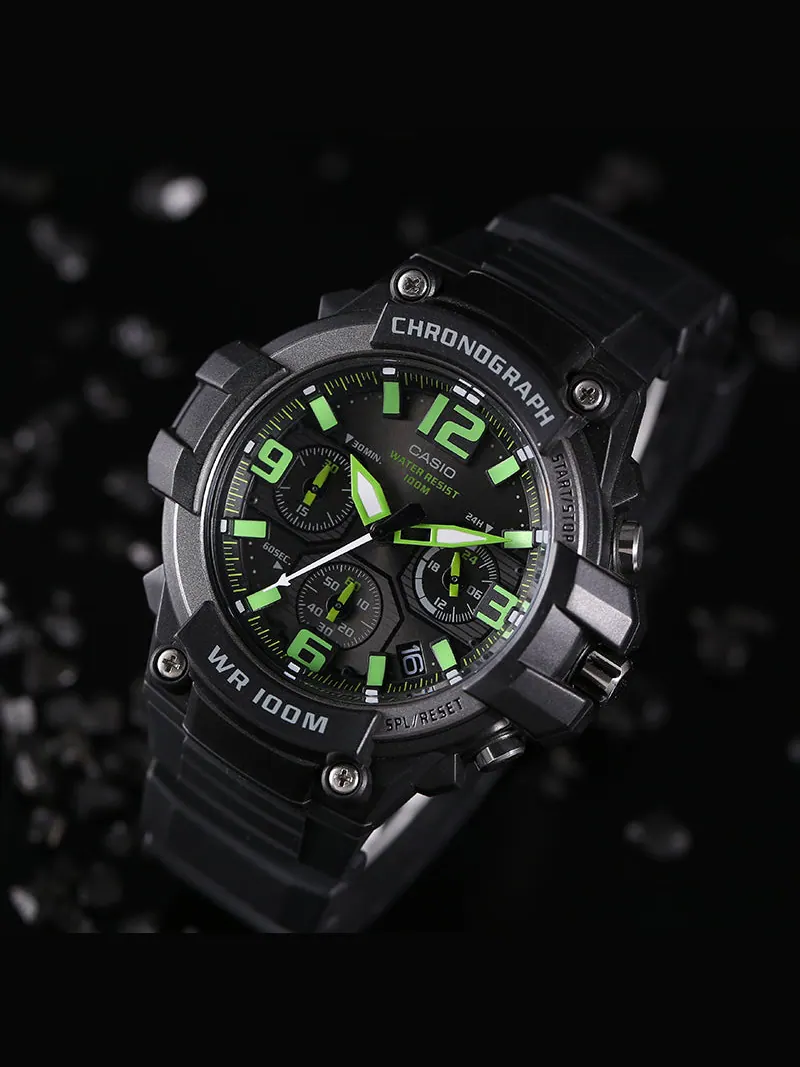 Часы CASIO Waterproof Sports Mens Black Analog — изображение 5 из 6, оттенок черный