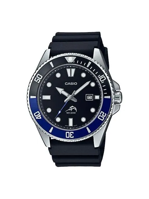Часы Men's CASIO Waterproof Quartz Luminous Pointer Calendar Blue 44mm Resin Strap Watch Mens Black — изображение 1 из 2