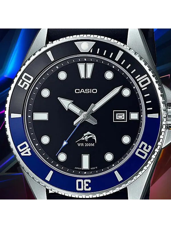 Часы Men's CASIO Waterproof Quartz Luminous Pointer Calendar Blue 44mm Resin Strap Watch Mens Black — изображение 2 из 2