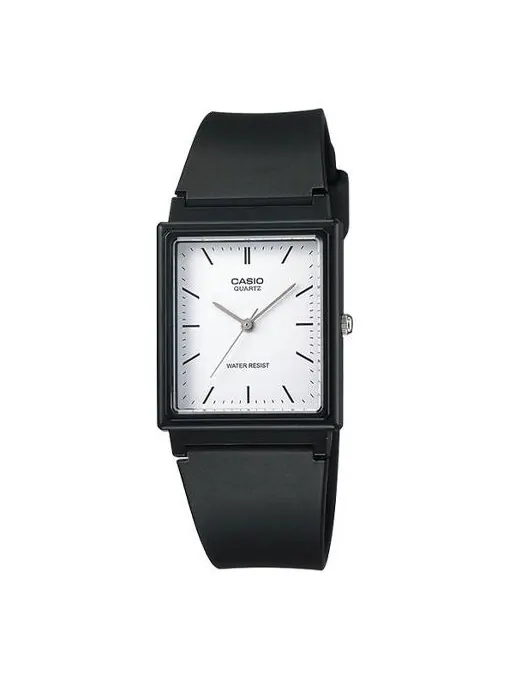 Часы CASIO Quartz Waterproof White DialBlack Strap Mens WhiteBlack Analog — изображение 1 из 4, оттенок черный