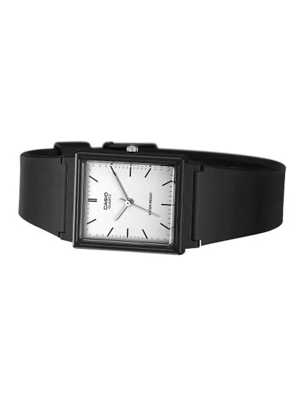 Часы CASIO Quartz Waterproof White DialBlack Strap Mens WhiteBlack Analog — изображение 3 из 4, оттенок черный
