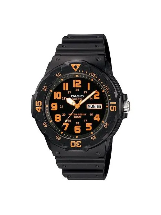Часы CASIO Sports Waterproof Shockproof Mens Black/Orange Analog — изображение 1 из 4, оттенок черный/оранжевый