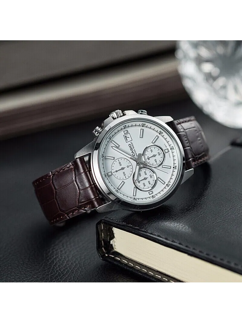 Часы CASIO Edifice Waterproof Men Black/Silver Mens Brown Analog — изображение 3 из 8, оттенок коричневый