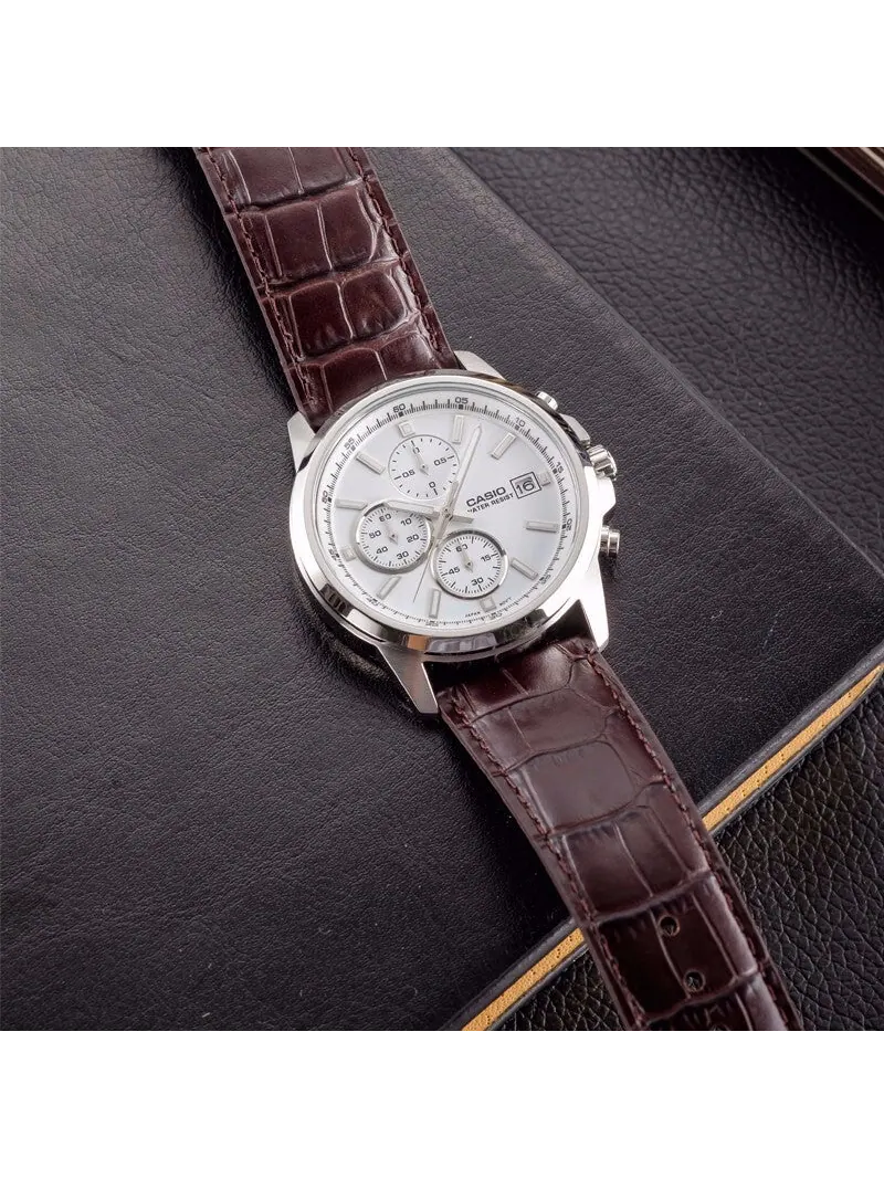 Часы CASIO Edifice Waterproof Men Black/Silver Mens Brown Analog — изображение 8 из 8, оттенок коричневый