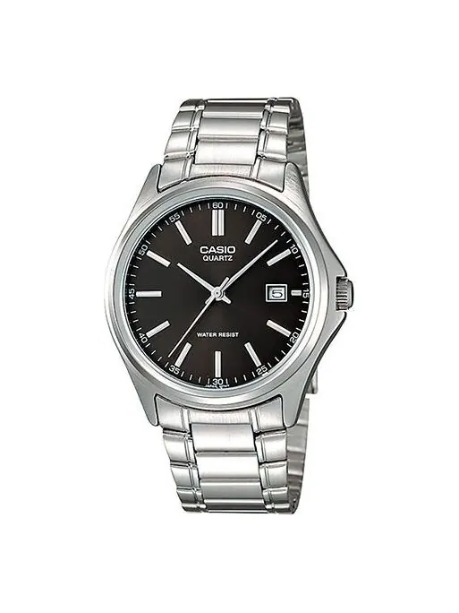 Часы CASIO Waterproof Stainless Steel Strap Black DialSilver Strap Mens BlackSilver Analog — изображение 1 из 4