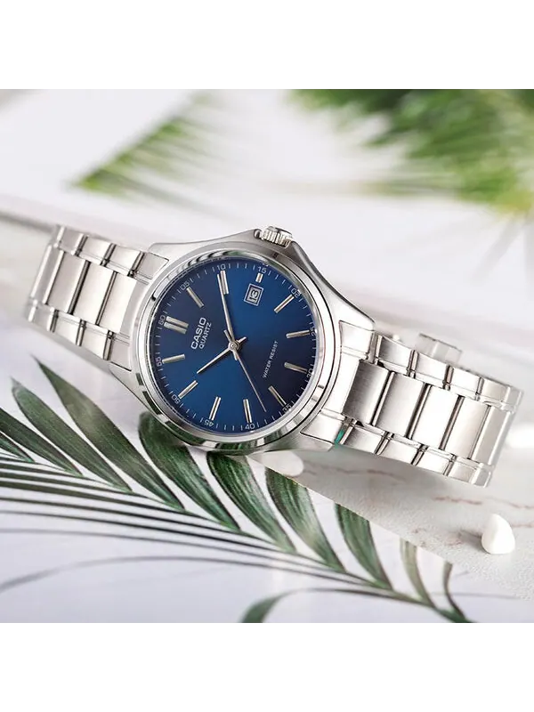 Часы CASIO Waterproof Stainless Steel Strap Blue Dial Mens Blue Analog — изображение 3 из 4, оттенок синий
