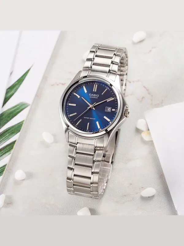 Часы CASIO Waterproof Stainless Steel Strap Blue Dial Mens Blue Analog — изображение 4 из 4, оттенок синий