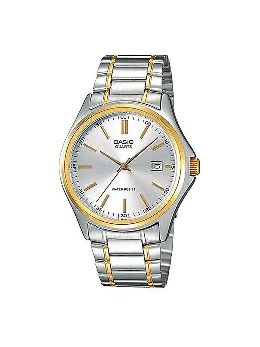 Часы CASIO Stainless Steel Strap Quartz Waterproof Unisex Mens Silver Analog — изображение 1 из 4, оттенок серебряный