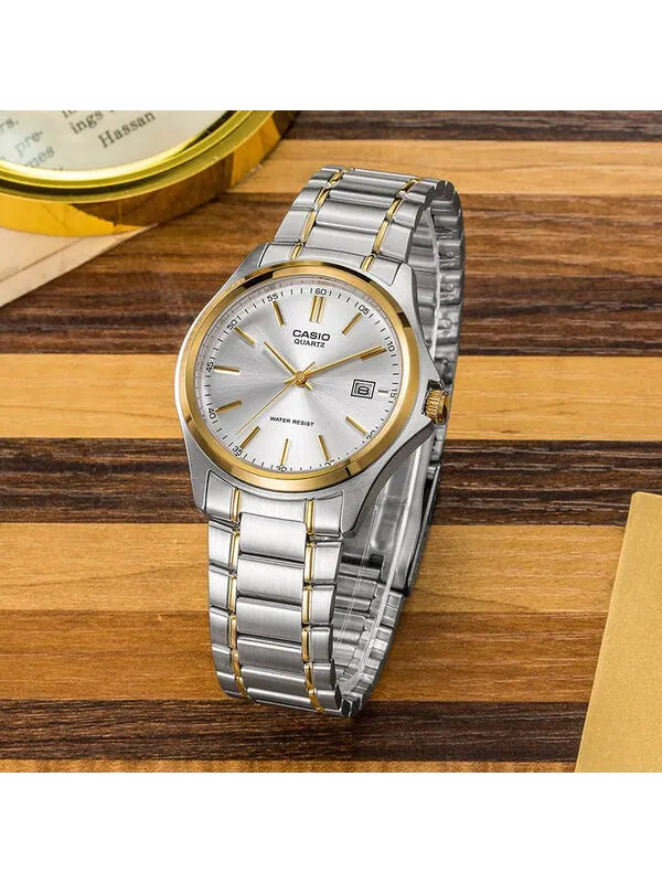 Часы CASIO Stainless Steel Strap Quartz Waterproof Unisex Mens Silver Analog — изображение 3 из 4, оттенок серебряный