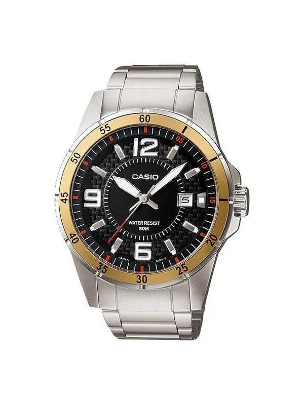 Часы Men's CASIO Dress Collection Quartz Movement Stainless Steel Strap Black Dial Watch Analog — изображение 1 из 1