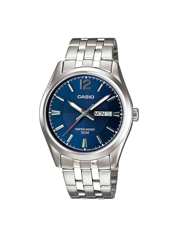 Часы Men's CASIO Quartz Movement Stainless Steel Strap Waterproof Quartz Watch Blue Mens — изображение 1 из 1, оттенок синий
