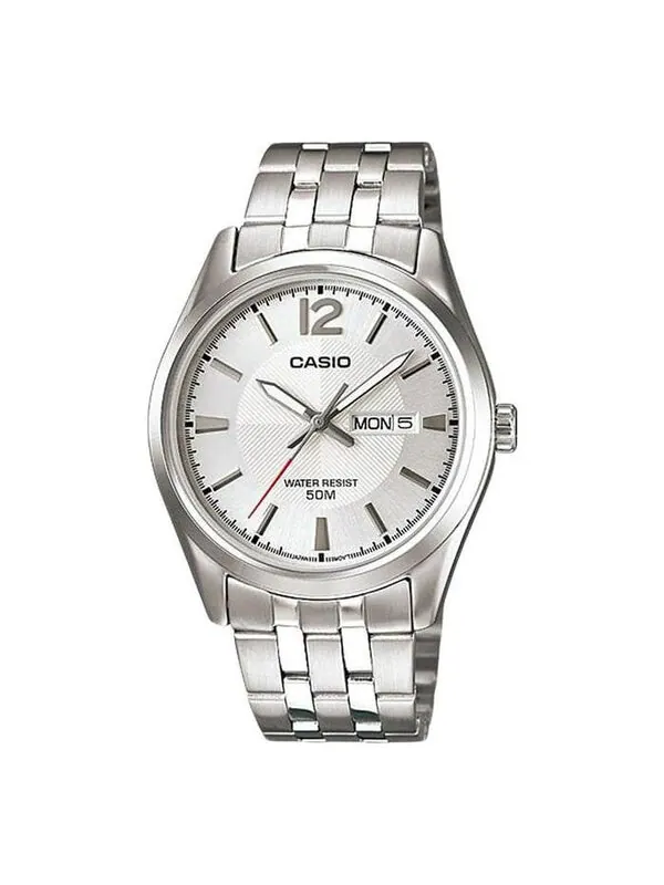 Часы Casio Waterproof Fashion Stylish Analog Watch 'White Silver Metallic' — изображение 1 из 1, оттенок серебряный