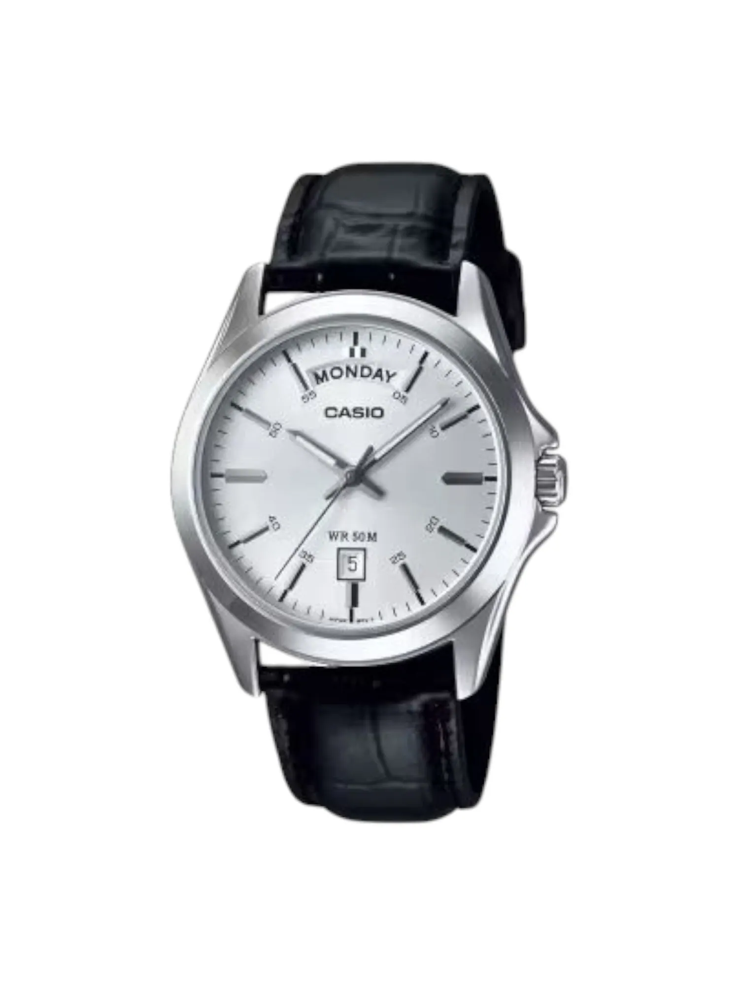 Casio Standard Genuine Leather Band 'Black Silver' — изображение 1 из 1, оттенок черный/серебристый