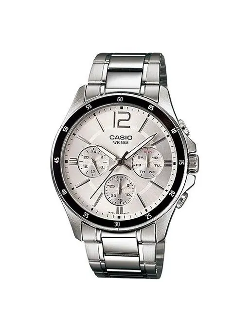 Часы CASIO Waterproof Stainless Steel Strap Mens White Analog — изображение 1 из 4, оттенок белый