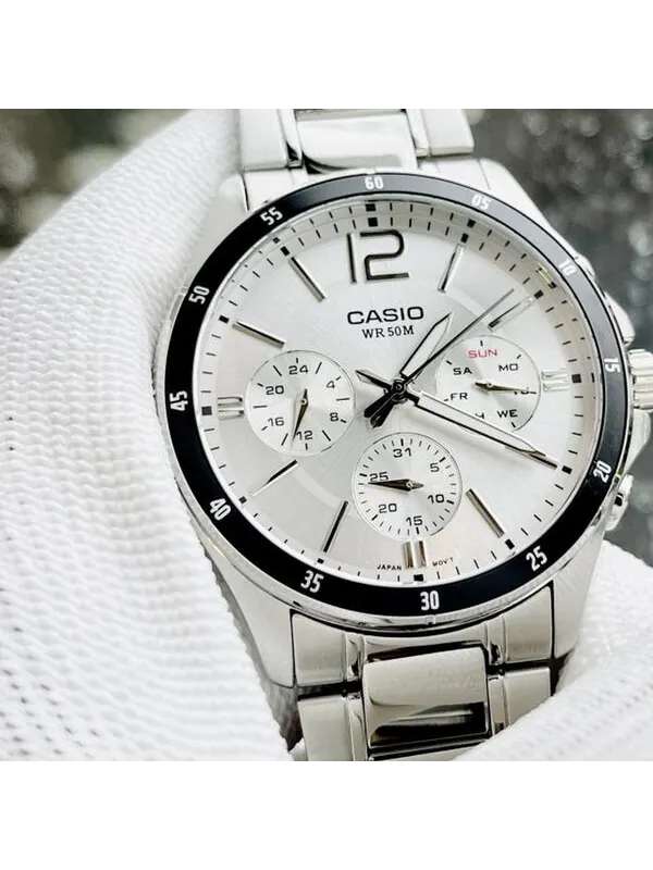 Часы CASIO Waterproof Stainless Steel Strap Mens White Analog — изображение 4 из 4, оттенок белый